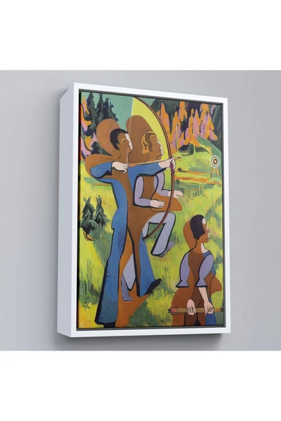 Trezon Ahşap Çerçeveli Ernst Ludwig Kirchner - Okçular Tablosu - Archers-8064 ürün görseli 1