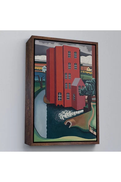 Trezon Ahşap Çerçeveli Auguste Herbin - Kırmızı Ev Tablosu -The Red House-7347 ürün görseli 1