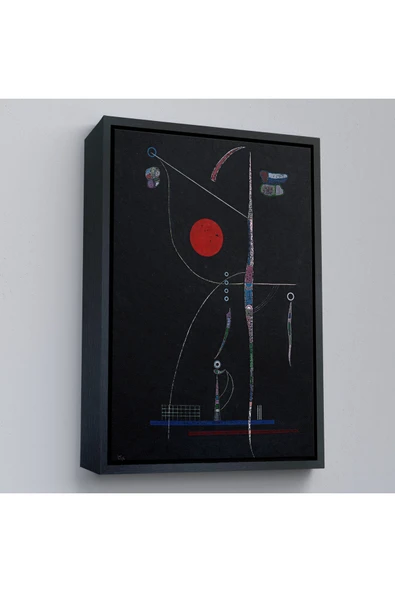 Trezon Ahşap Çerçeveli Wassily Kandinsky - Kırmızı Vurgu Tablosu-7496 ürün görseli 1