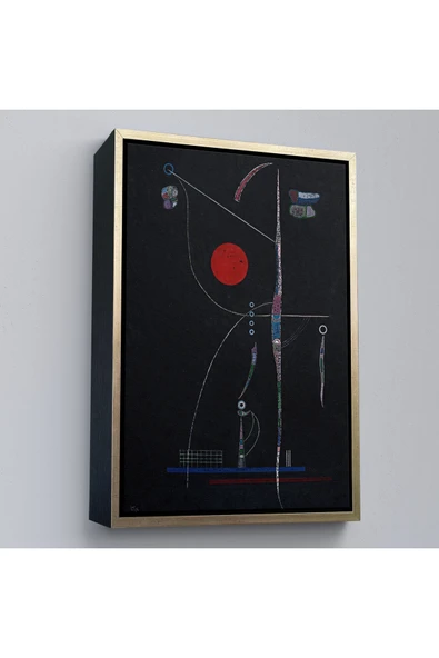 Trezon Ahşap Çerçeveli Wassily Kandinsky - Kırmızı Vurgu Tablosu-7496 ürün görseli 1