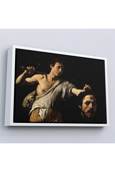 Trezon Ahşap Çerçeveli Caravaggio - David With The Head Of Goliath, Davud Goliath'In Başı Tablosu-7066 ürün görseli 1