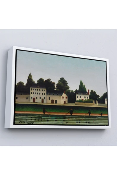 Trezon Ahşap Çerçeveli Henri Rousseau - Manzara Ve Dört Balıkçı Tablosu-7041 ürün görseli 1