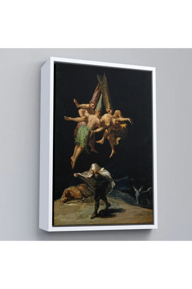 Trezon Ahşap Çerçeveli Francisco Goya - Witches Flight Cadıların Uçusu Tablosu-7794 ürün görseli 1