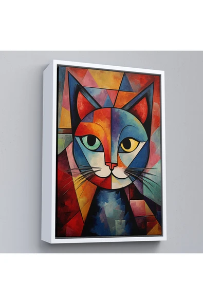 Trezon Pablo Picasso Tarzı - Soyut Renkli Kedi Tablo-7375 ürün görseli 1