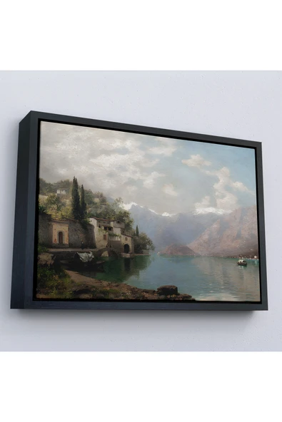 Trezon Ahşap Çerçeveli Robert Schultze' Komo Gölü Tablosu - Bellagio By Lake Como-7018 ürün görseli 1