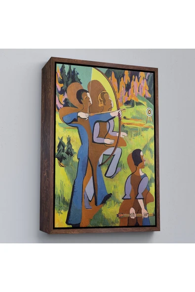Trezon Ahşap Çerçeveli Ernst Ludwig Kirchner - Okçular Tablosu - Archers-8064 ürün görseli 1