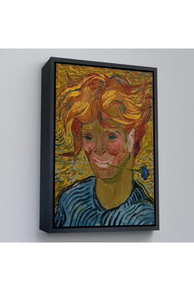 Trezon Ahşap Çerçeveli Vincent Van Gogh - Mavi Kantaronlu Delikanlı Tablo - Young St. John'S Wort-7477 ürün görseli 1