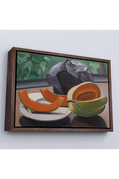 Trezon Ahşap Çerçeveli Auguste Herbin - Kavunlu Natürmort - Still Life With Melon-7101 ürün görseli 1
