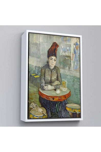 Trezon Ahşap Çerçeveli Vincent Van Gogh - Kafede - Le Tambourin'Deki Agostina Segatori Tablo-7458 ürün görseli 1