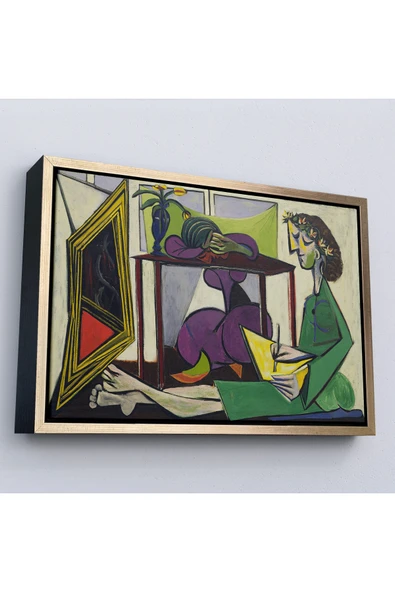 Trezon Ahşap Çerçeveli Pablo Picasso - İç Mekanda Bir Kız Çizimi Tablo-7081 ürün görseli 1