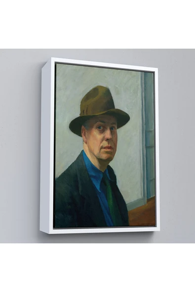 Trezon Ahşap Çerçeveli Edward Hopper Tablosu - Self Portrait-7407 ürün görseli 1
