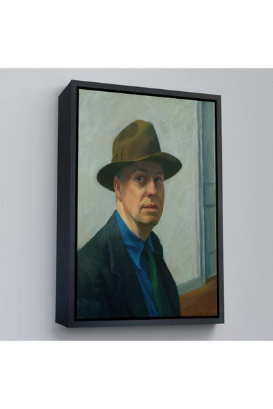Trezon Ahşap Çerçeveli Edward Hopper Tablosu - Self Portrait-7407 ürün görseli 1