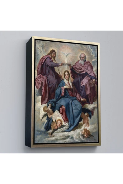 Trezon Ahşap Çerçeveli Diego Velazquez - Bakirenin Taç Giyme Töreni Tablo-7344 ürün görseli 1