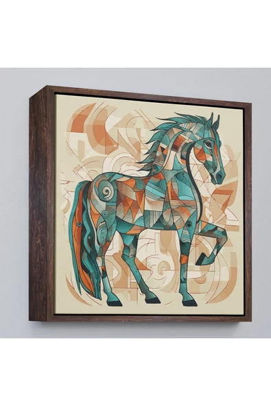 Trezon Ahşap Çerçeveli Picasso Tarzı Renkli Tablosu-8301 ürün görseli 1