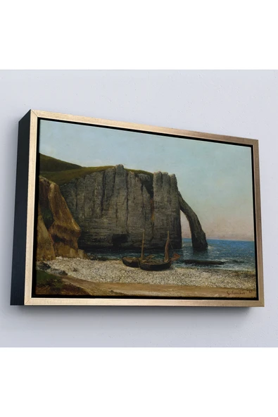 Trezon Ahşap Çerçeveli Gustave Courbet - Etretat Kayalıkları Tablosu-7073 ürün görseli 1
