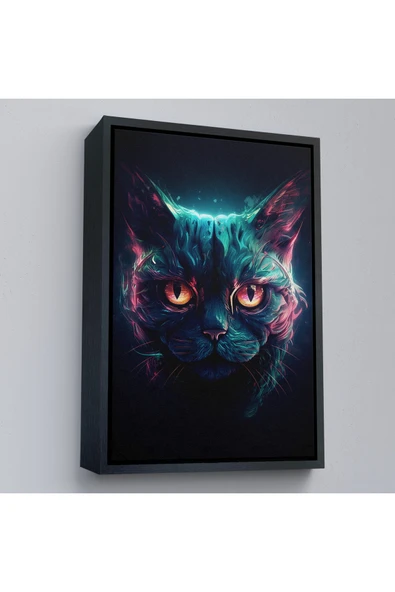 Trezon Ahşap Çerçeveli Savaşçı Kedi Tablosu-7900 ürün görseli 1