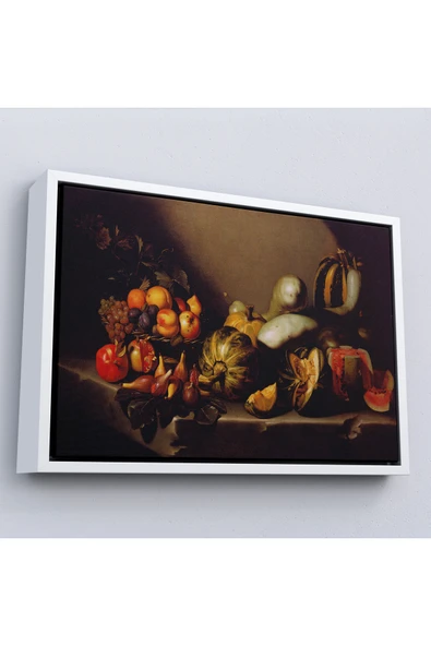 Trezon Ahşap Çerçeveli Caravaggio - Meyveli Natürmort Tablo - Still Life With Fruit-7134 ürün görseli 1