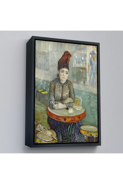 Trezon Ahşap Çerçeveli Vincent Van Gogh - Kafede - Le Tambourin'Deki Agostina Segatori Tablo-7458 ürün görseli 1