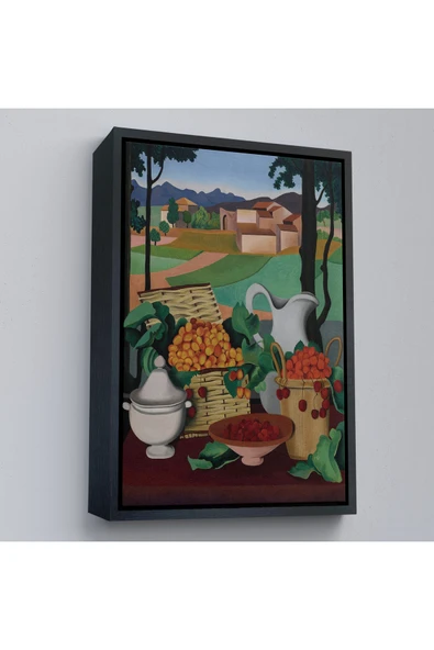 Trezon Ahşap Çerçeveli Auguste Herbin - Kirazlar Tablosu - Cherries-7354 ürün görseli 1