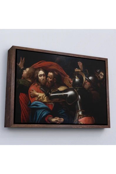 Trezon Ahşap Çerçeveli Caravaggio -İsanın İnişi Tablo - The Taking Of Christ-7146 ürün görseli 1