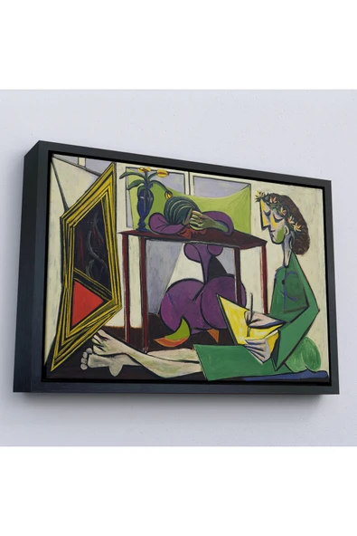 Trezon Ahşap Çerçeveli Pablo Picasso - İç Mekanda Bir Kız Çizimi Tablo-7081 ürün görseli 1