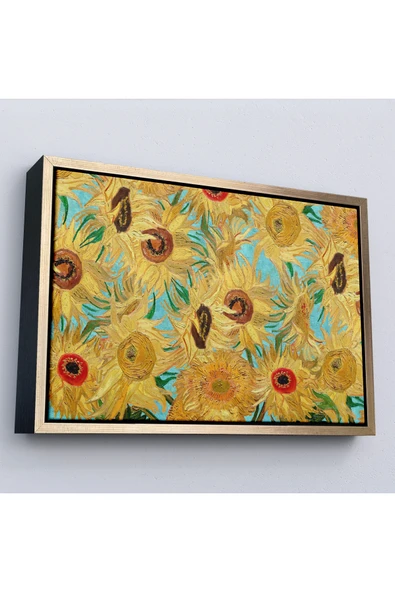 Trezon Ahşap Çerçeveli Vincent Van Gogh - Ayçiçekleri Tablo-7174 ürün görseli 1