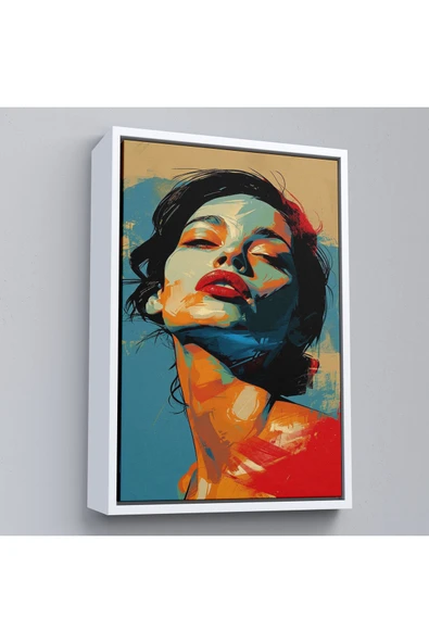 Trezon Ahşap Çerçeveli Pop Art Tarzda Güzel Kadın Tablosu-7709 ürün görseli 1