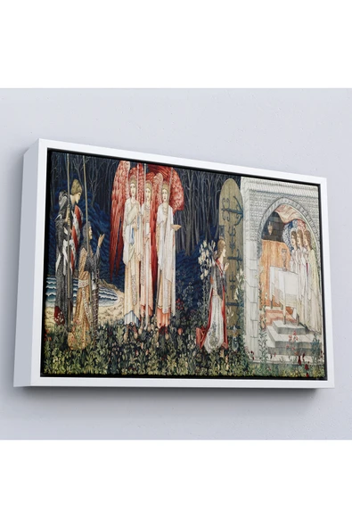 Trezon Ahşap Çerçeveli William Morris Kutsal Kase Tablosu-7033 ürün görseli 1