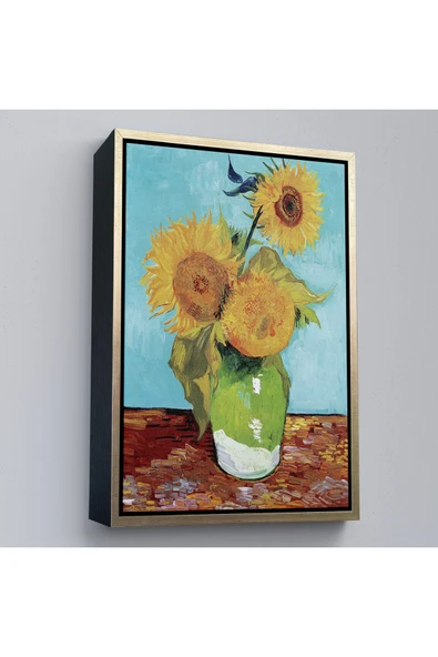 Trezon Ahşap Çerçeveli Vincent Van Gogh - Ayçiçekleri Tablo-7464 ürün görseli 1