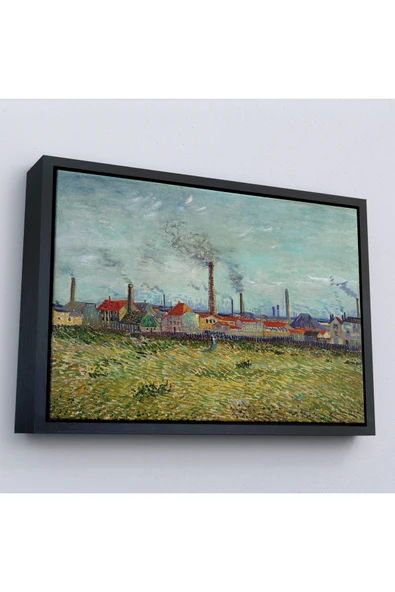 Trezon Ahşap Çerçeveli Vincent Van Gogh Clichy'Deki Fabrikalar Tablo - Factories At Clichy-7170 ürün görseli 1