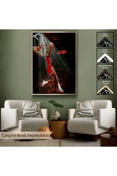 Trezon Ahşap Çerçeveli Michael Jordan Tablo-7682 - Resim 6