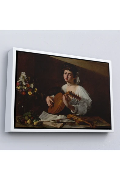 Trezon Ahşap Çerçeveli Caravaggio - Latva Çalan Kadın Tablo-7143 ürün görseli 1