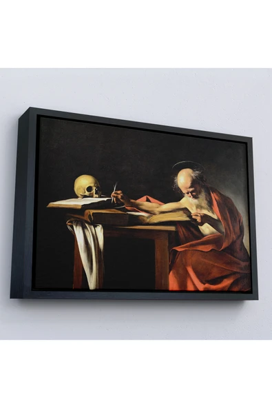 Trezon Ahşap Çerçeveli Caravaggio - Saint Jerome Yazma Tablo-7124 ürün görseli 1