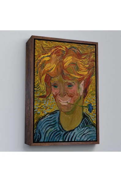 Trezon Ahşap Çerçeveli Vincent Van Gogh - Mavi Kantaronlu Delikanlı Tablo - Young St. John'S Wort-7477 ürün görseli 1