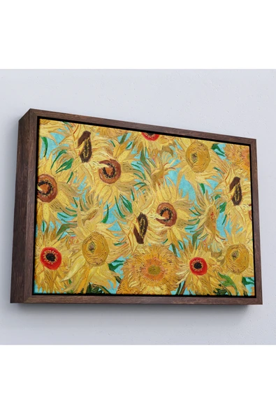 Trezon Ahşap Çerçeveli Vincent Van Gogh - Ayçiçekleri Tablo-7174 ürün görseli 1