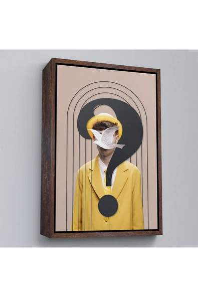 Trezon Ahşap Çerçeveli Yüzünde Kuş Olan Adam Pop Art Tablo-7848 ürün görseli 1