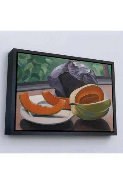 Trezon Ahşap Çerçeveli Auguste Herbin - Kavunlu Natürmort - Still Life With Melon-7101 ürün görseli 1