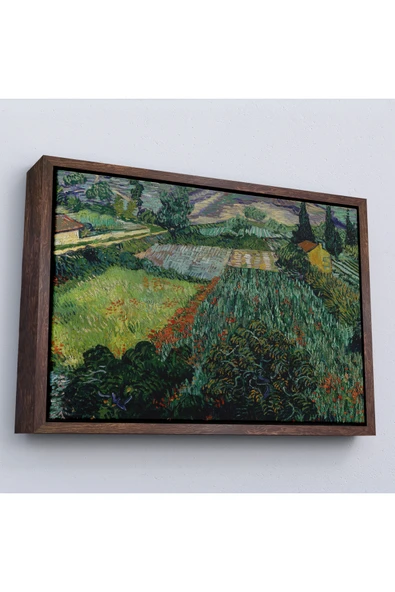 Trezon Ahşap Çerçeveli Vincent Van Gogh - Gelincikli Tarla Tablo - Field With Poppies-7181 ürün görseli 1