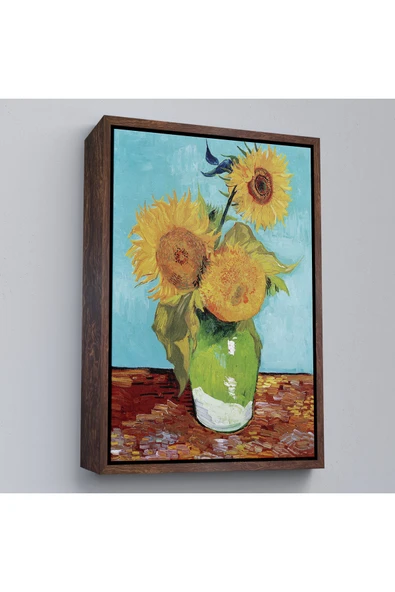 Trezon Ahşap Çerçeveli Vincent Van Gogh - Ayçiçekleri Tablo-7464 ürün görseli 1