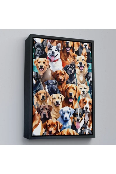 Trezon Ahşap Çerçeveli Sevimli Köpekler Tablosu-7920 ürün görseli 1