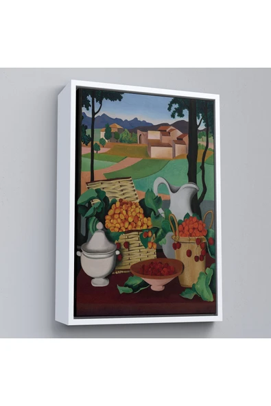 Trezon Ahşap Çerçeveli Auguste Herbin - Kirazlar Tablosu - Cherries-7354 ürün görseli 1