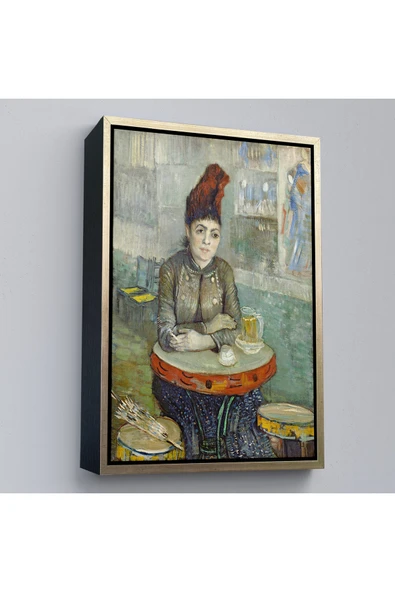 Trezon Ahşap Çerçeveli Vincent Van Gogh - Kafede - Le Tambourin'Deki Agostina Segatori Tablo-7458 ürün görseli 1