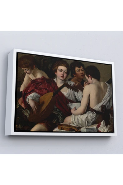 Trezon Ahşap Çerçeveli Caravaggio - Müzisyenler Tablo - The Musicians-7144 ürün görseli 1