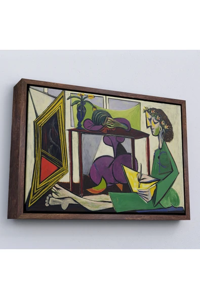 Trezon Ahşap Çerçeveli Pablo Picasso - İç Mekanda Bir Kız Çizimi Tablo-7081 ürün görseli 1