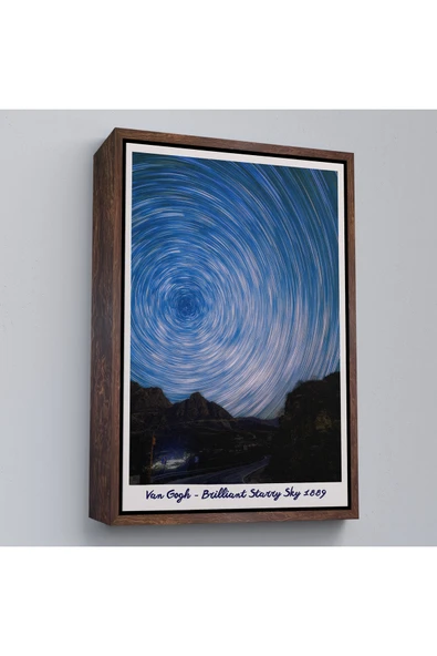 Trezon Ahşap Çerçeveli Vincent Van Gogh - Parlak Yıldızlı Gökyüzü Tablo - Brillant Starry Sky-8049 ürün görseli 1