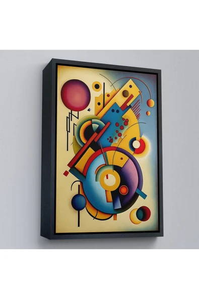Trezon Ahşap Çerçeveli Kandinsky Tablosu Minimal Soyut Tablo-7826 ürün görseli 1
