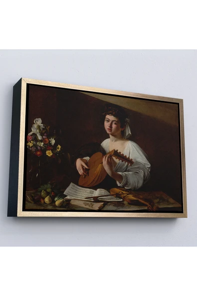 Trezon Ahşap Çerçeveli Caravaggio - Latva Çalan Kadın Tablo-7143 ürün görseli 1