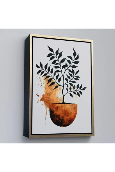 Trezon Ahşap Çerçeveli Dekoratif Minimal Bitki Tablosu-7651 ürün görseli 1