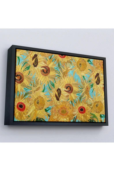 Trezon Ahşap Çerçeveli Vincent Van Gogh - Ayçiçekleri Tablo-7174 ürün görseli 1