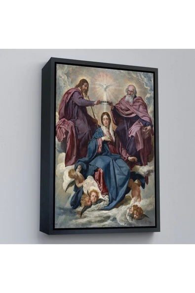 Trezon Ahşap Çerçeveli Diego Velazquez - Bakirenin Taç Giyme Töreni Tablo-7344 ürün görseli 1